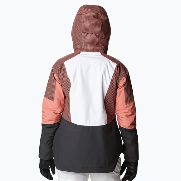 Columbia Snow Slab Omni-Heat Blackdot White Shark Dark Coral Small Ski Jacket - Picture 13 of 13